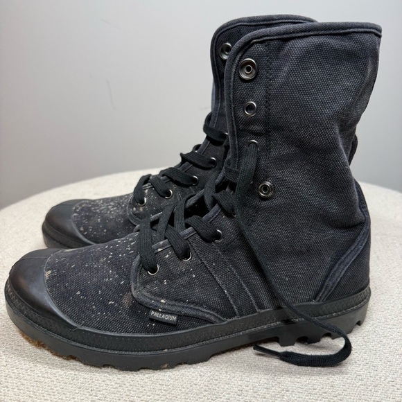 Palladium Pampa Hi Men’s 10 Black Canvas Boots Paint Splatter Combat main image 3
